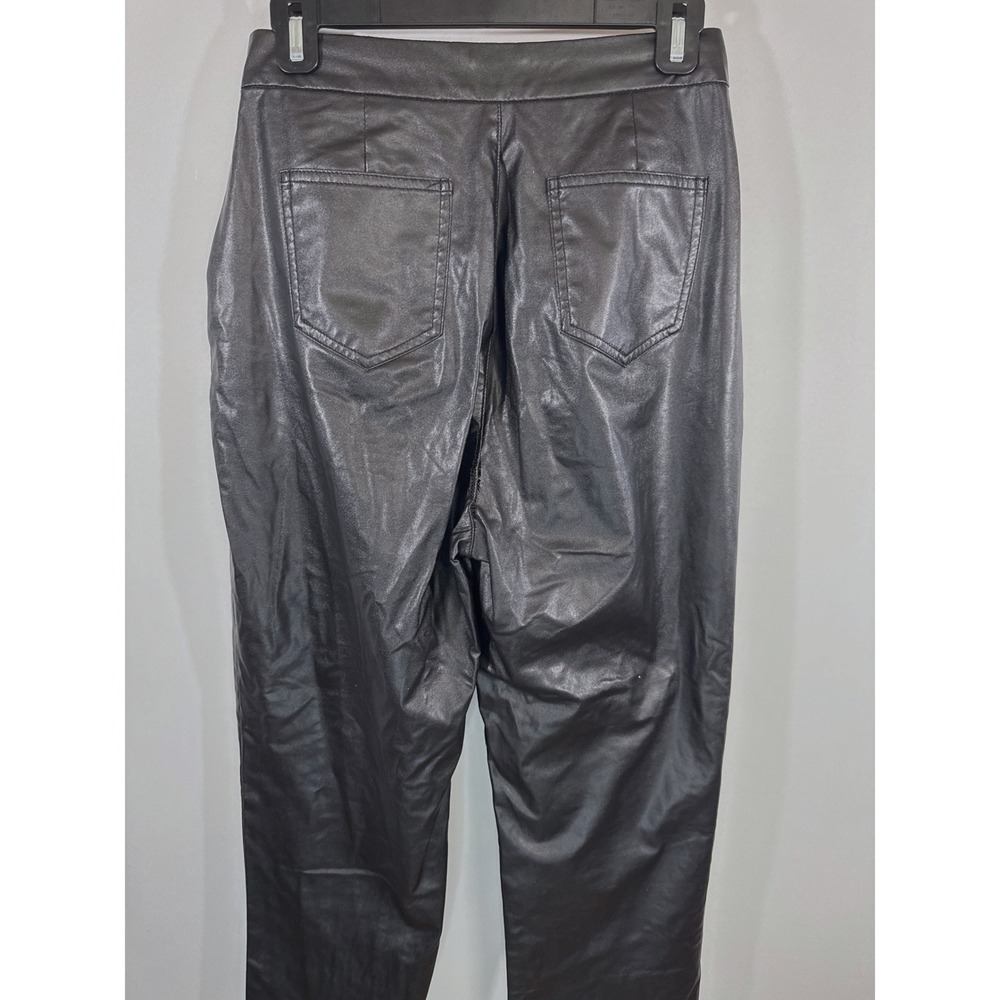 PrettyLittleThing Womens Black Faux Leather High Waisted Straight Leg Pants 6 - Picture 7 of 11